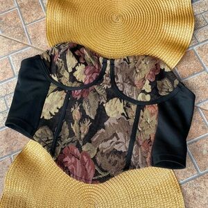 Tapestry Vintage Style Black Bustier Top